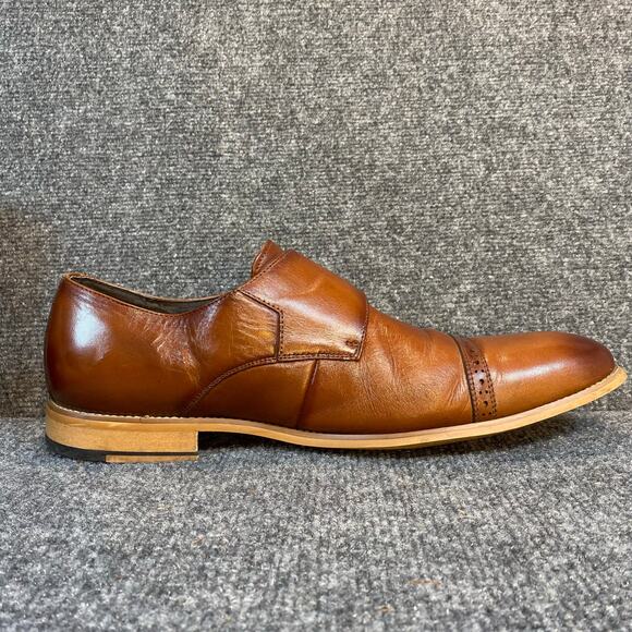 Stacy Adams DESMOND Mens 13 Brown Leather Cap Toe Monk Strap Oxford Dress Shoe main image 7